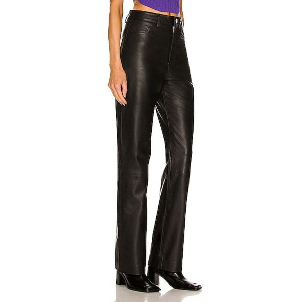 Remain Straight Leg Genuine Leather Lynn Pants Black Size 0/32 NWT - Picture 4 of 11